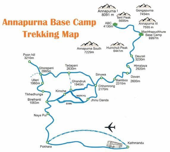 Annapurna Base Camp Trekking Map