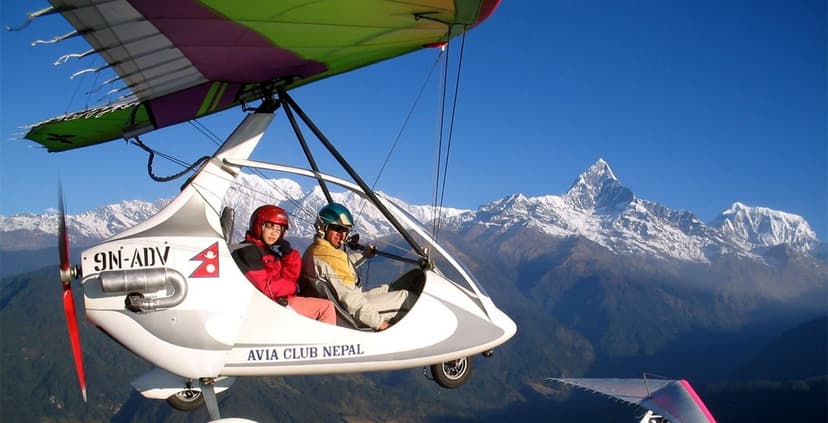 Ultralight flying over Pokhara